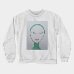 Green Eyed Lady Unique Portrait Art Crewneck Sweatshirt